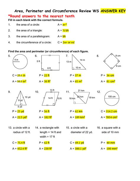 Full Download Practice 1 9 Perimeter Circumference And Area Answers 