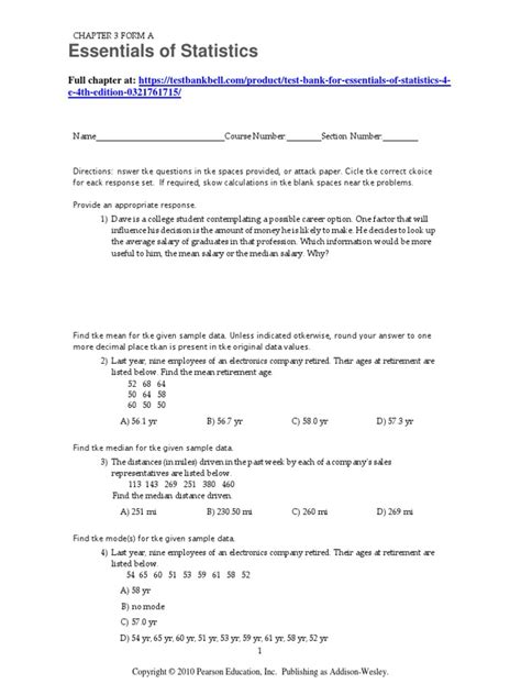 Download Practice Of Statistics 4Th Edition Test Bank 