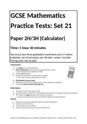 Read Online Practice Paper B 3H Mark Scheme 