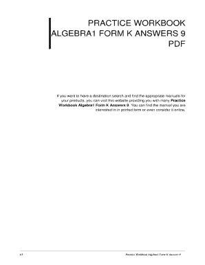 Download Practice Workbook Algebra1 Form K Answers 9 File Type Pdf 