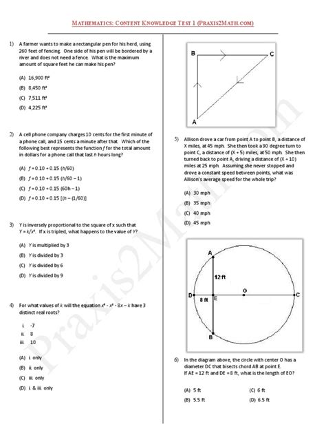 Praxis 2 Math Practice Test 5033