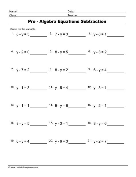 Pre Algebra Equations Worksheets Equations With Variables On Variable On Both Sides Equations Worksheet - Variable On Both Sides Equations Worksheet