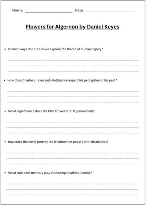 pre assessment flowers for algernon unit plan