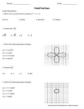 Pre Calculus Second Semester Final Exam Review