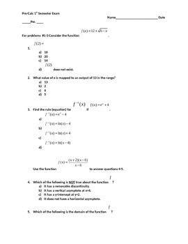 pre calculus semester 1 apex exam answers