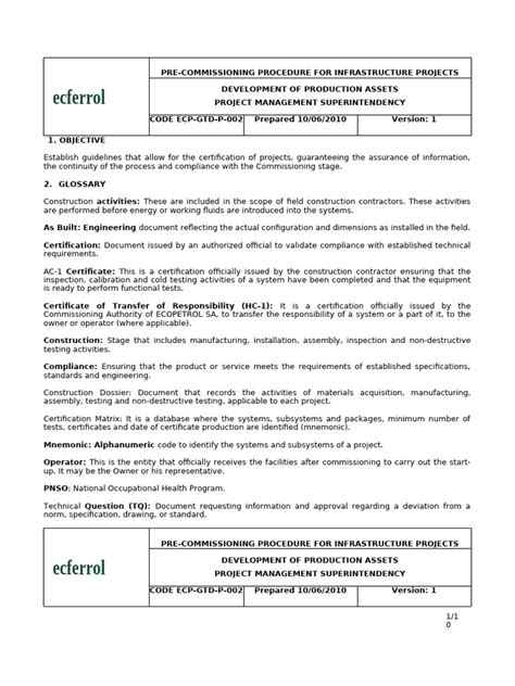 Pre Commissioning Specification For 03 12 Block Aronia