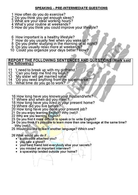 Pre Intermediate Speaking Test Questions