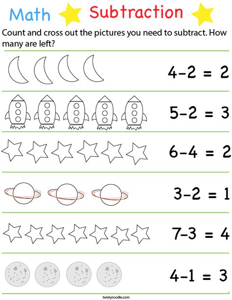 Pre K Subtraction Math Worksheets Twisty Noodle Preschool Subtraction Worksheets - Preschool Subtraction Worksheets
