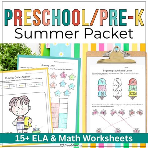 pre k summer math packet