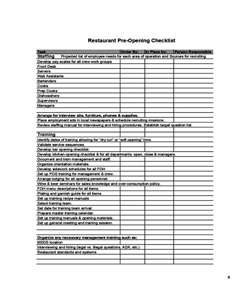 pre opening restaurant checklist the restaurant brokers