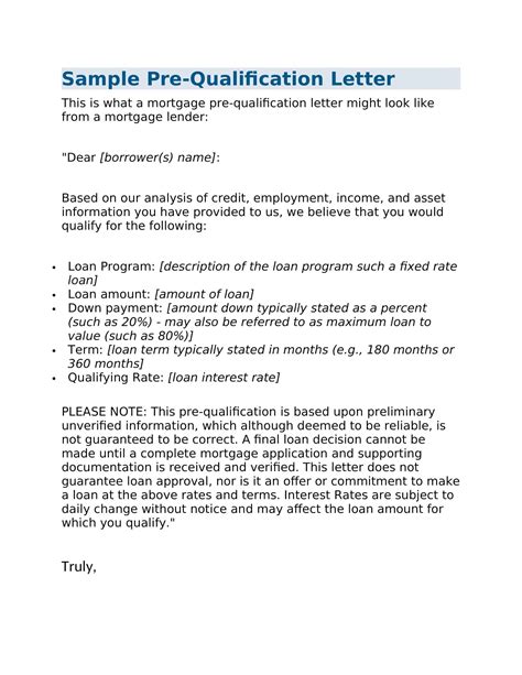 Pre Qualification Letter Sample