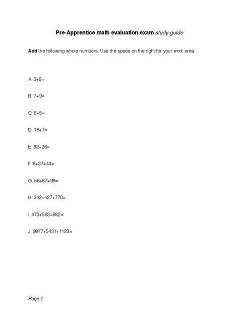 Full Download Pre Apprentice Math Study Guide 