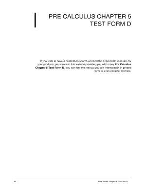 Download Pre Calculus Chapter 5 Test Form D 