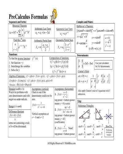 Full Download Pre Calculus Formulas Study Guide 