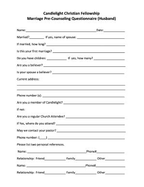 Marriage for pre couples questionnaire 12 Questions