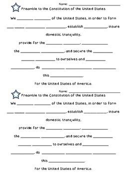 Preamble Activities Preamble Fill In The Blank Worksheet - Preamble Fill In The Blank Worksheet
