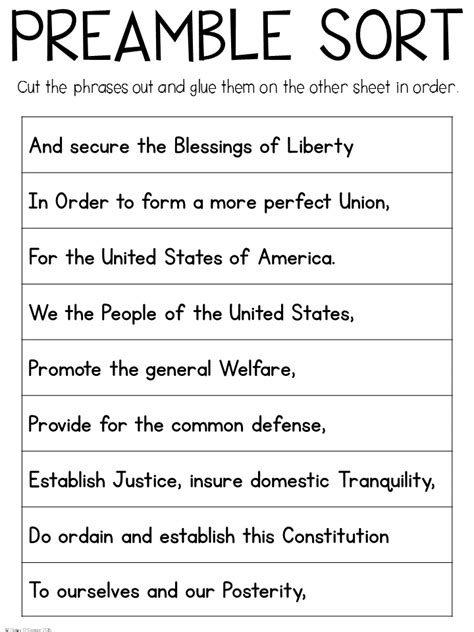 Preamble Activity Worksheet   Worksheets Made By Teachers - Preamble Activity Worksheet