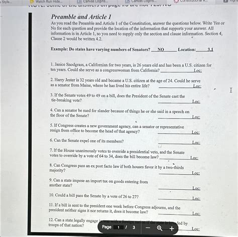 Preamble Article 1 Guided Answer Key