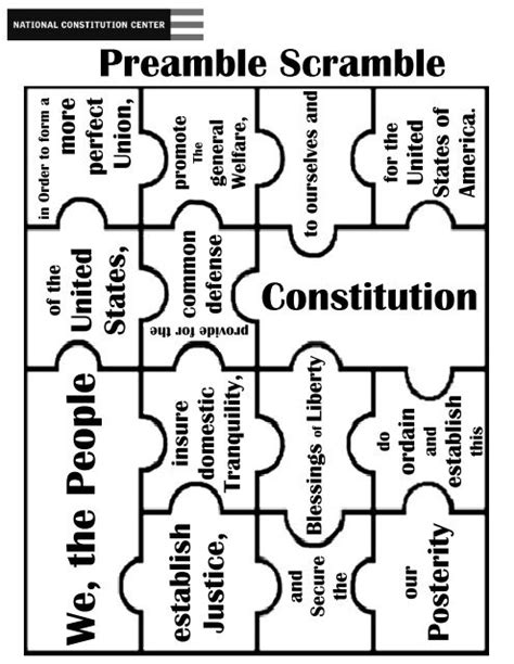 Preamble Scramble Worksheet   Constitution Day Theme Free Word Scramble Worksheets - Preamble Scramble Worksheet