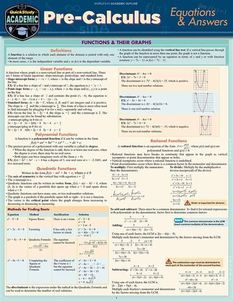 Precalculus For Dummies