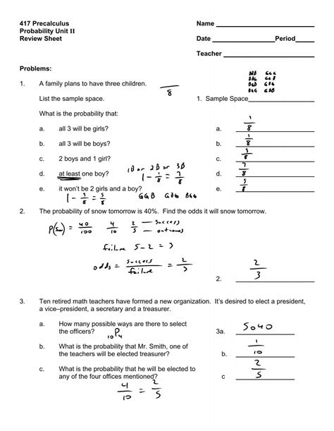 Precalculus Probability