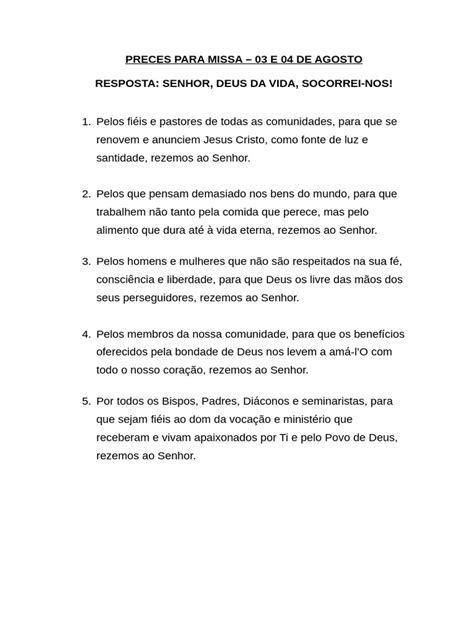 Preces Para Missa