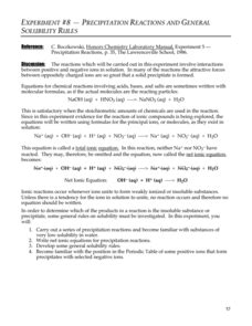 Full Download Precipitation Reaction And Solubility Rules Lab Answers 