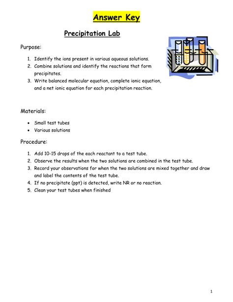 Download Precipitation Reaction Lab Answers 