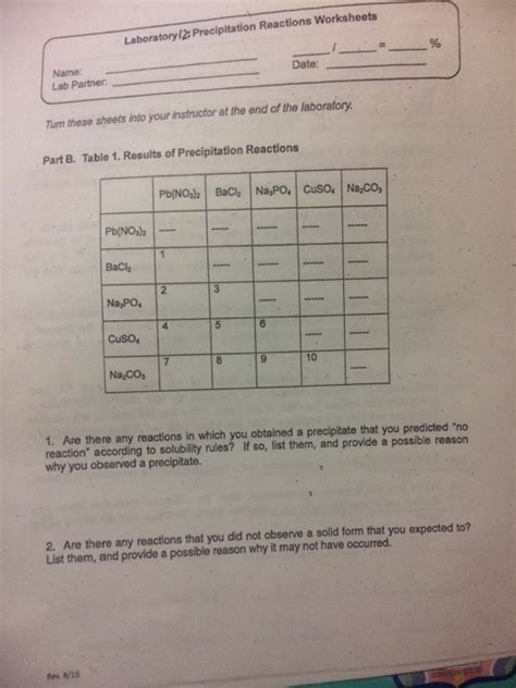 Full Download Precipitation Reaction Solubility Rules Lab Answers 