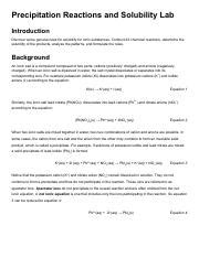 Full Download Precipitation Reactions Solubility Rules Lab Answers 
