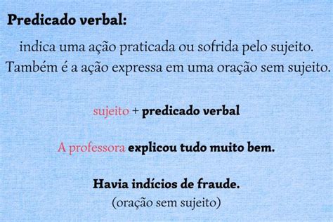 Predicado Verbal Exemplos