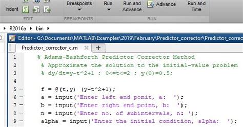 Predictor Corrector Matlab