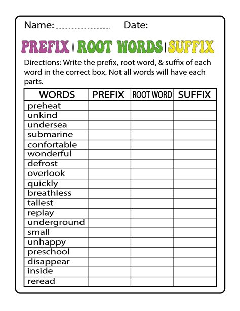 Prefixes Suffixes And Root Words Worksheet Live Worksheets Root Word Prefix Suffix Worksheet - Root Word Prefix Suffix Worksheet