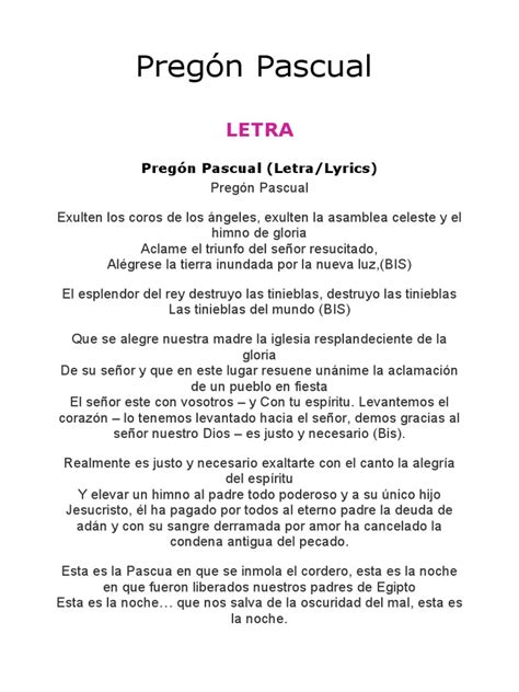 Pregon Pascual Letra