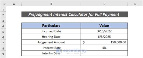 Prejudgment Interest Calculator   How To Create Prejudgment Interest Calculator In Excel - Prejudgment Interest Calculator