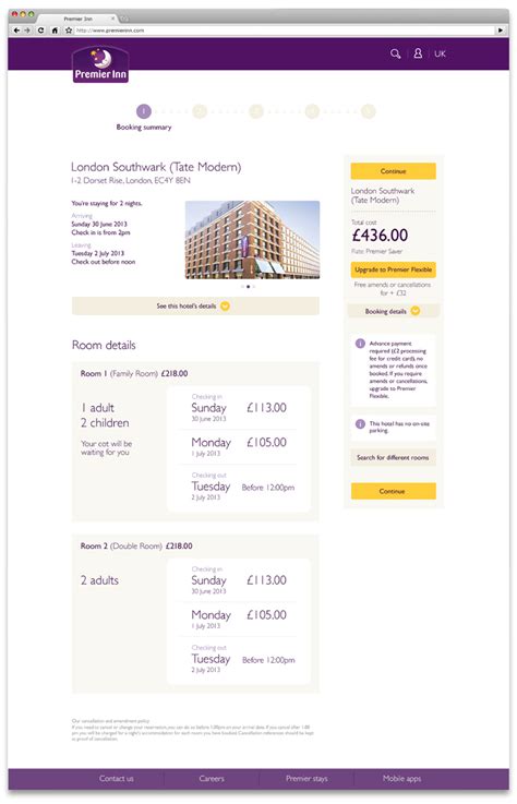 Premier Inn Booking