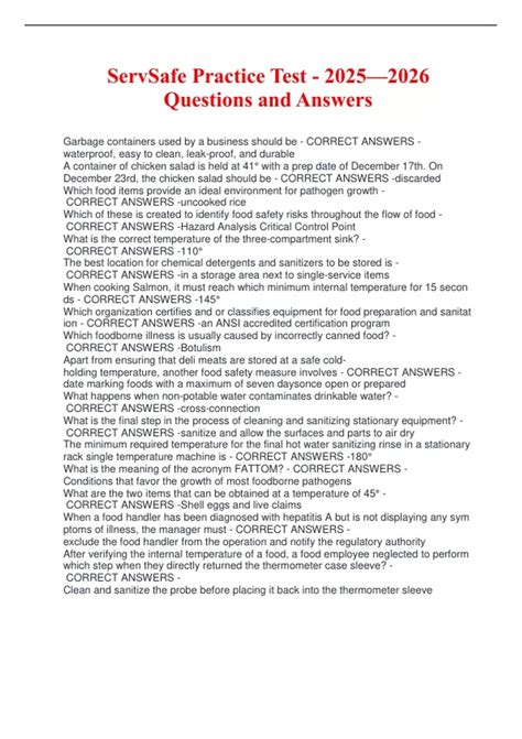 Premier Servsafe Practice Test