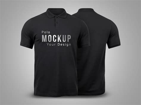 Premium Psd Black Polo Mockup Front And Back Mockup Kaos Hitam Polos Hd - Mockup Kaos Hitam Polos Hd