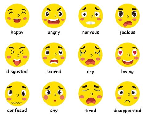 Premium Vector Emojis Feelings Chart Freepik Smiley Face Feelings Chart - Smiley Face Feelings Chart