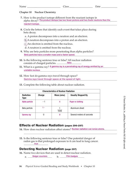 prentice hall chemistry section 10 packet answers