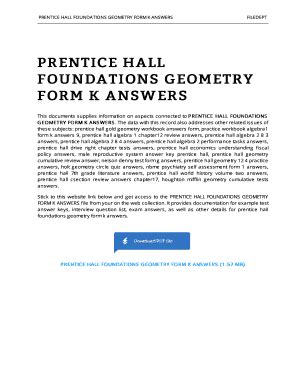 prentice hall foundations geometry form k answers