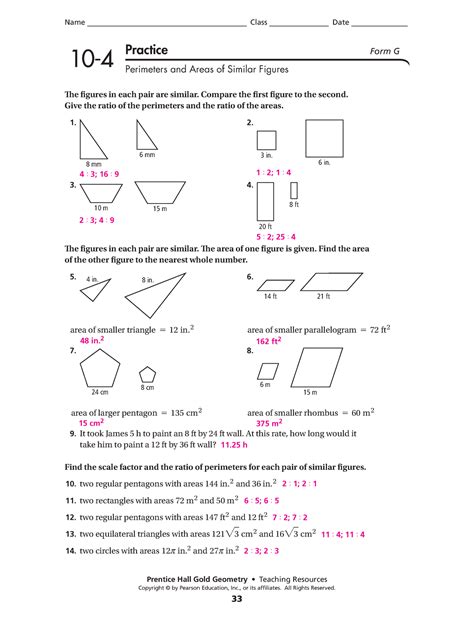 Prentice Hall Geometry 12 4 Practice Answers