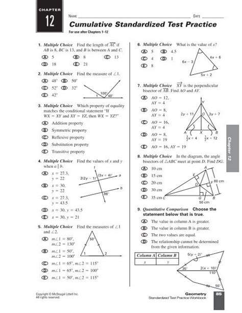 Prentice Hall Geometry Standardized Test Prep Answers