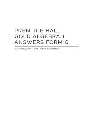 Full Download Prentice Hall Algebra 1 Form G Answers 