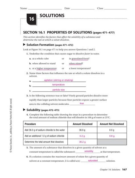 Read Online Prentice Hall Chemistry Answer Key Chapter 16 