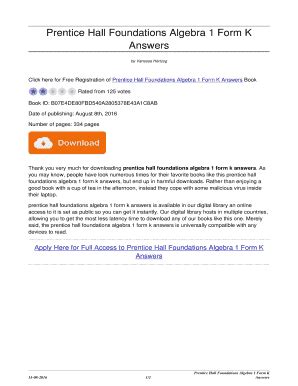 Full Download Prentice Hall Foundations Algebra 1 Form K Answers 