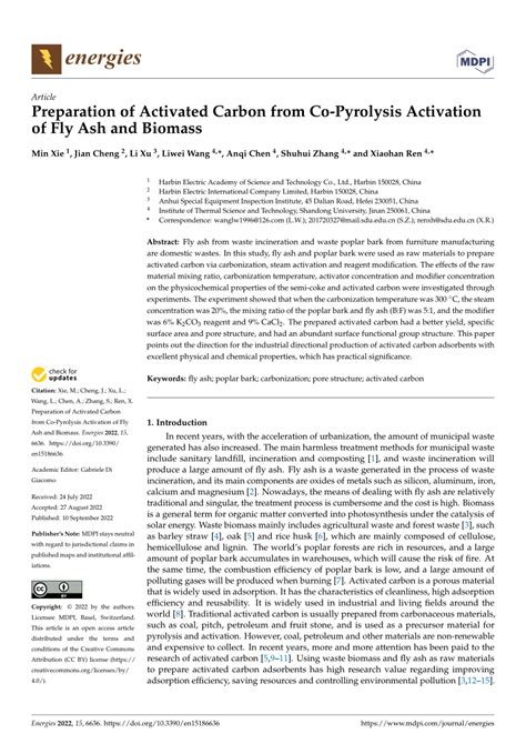 Full Download Preparation Of Activated Carbon Using The Copyrolysis Of 