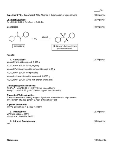 Download Preparation Of Stilbene Dibromide Lab Report 