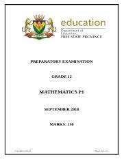 Read Preparatory Examination September Paper 1 Mathematics Memo 