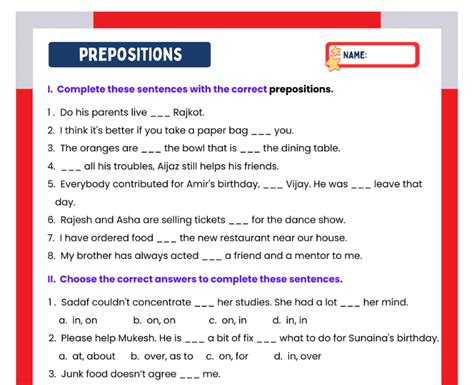 Preposition Class 7